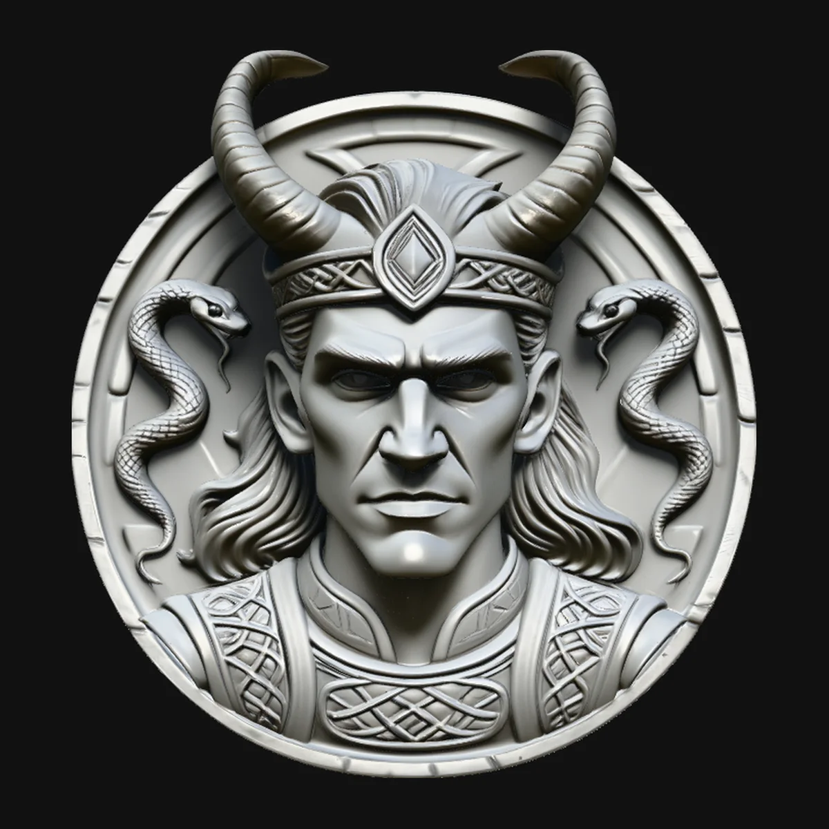Horned Demon King Relief Medallion Pendant Design 1