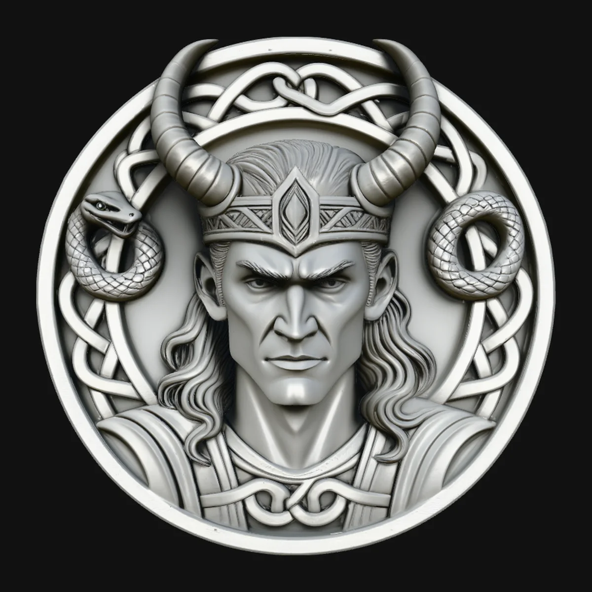 Horned Demon King Relief Medallion Pendant Design 2