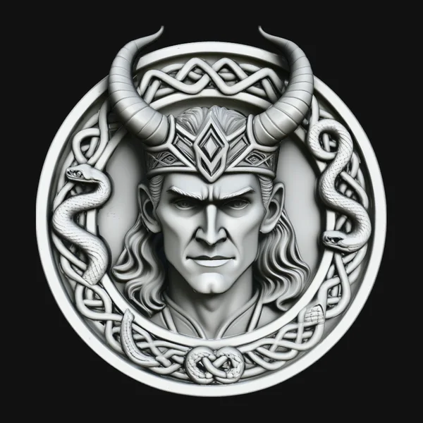 Horned Demon King Relief Medallion Pendant Design 3