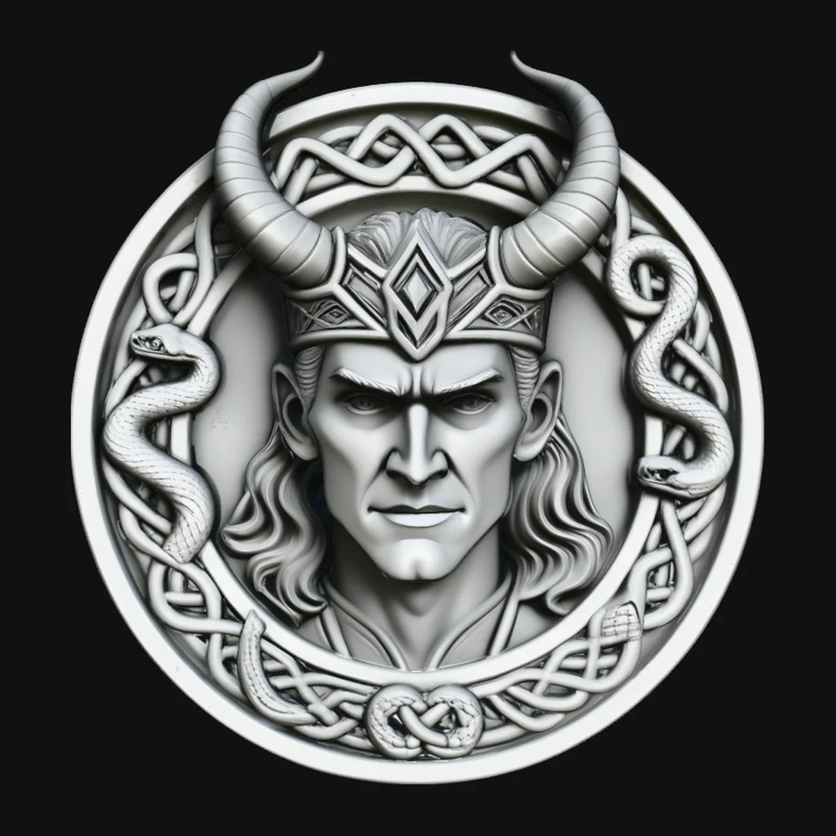 Horned Demon King Relief Medallion Pendant Design 3
