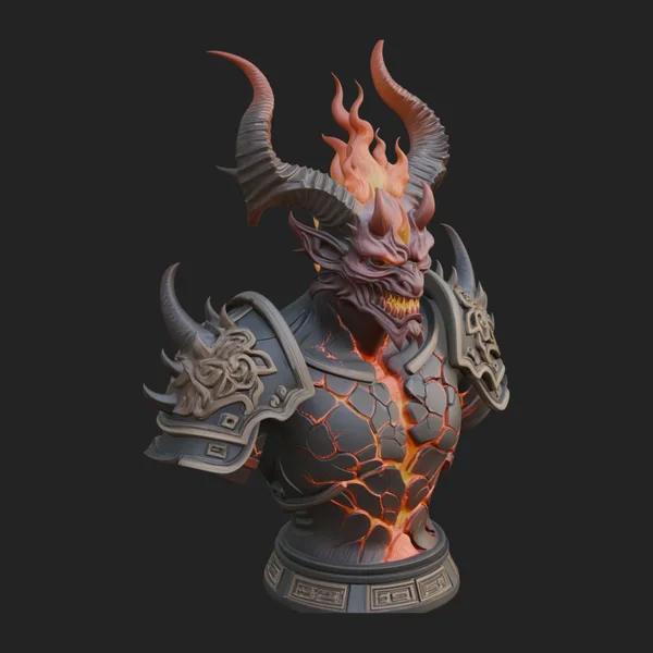 Horned Demon Lord Bust Statue Design 10