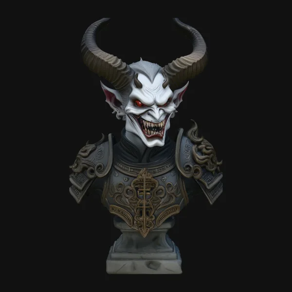 Horned Demon Lord Bust Statue Design 4