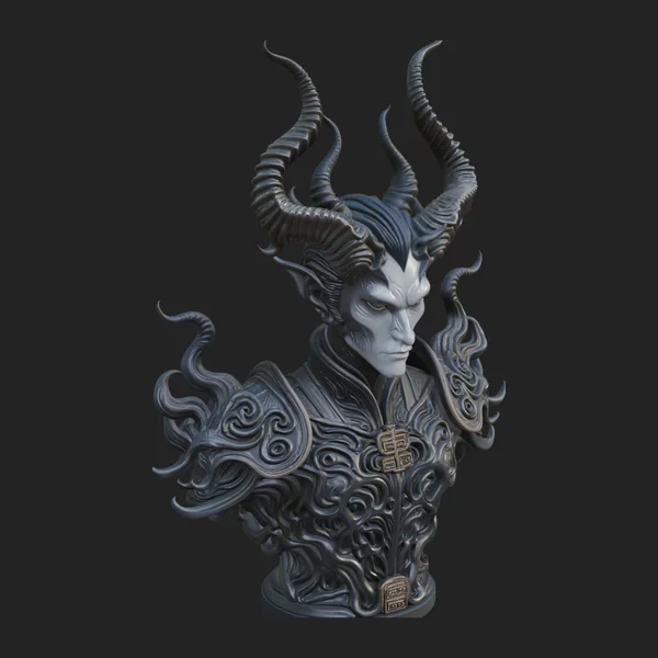 Horned Demon Lord Bust Statue Design 5