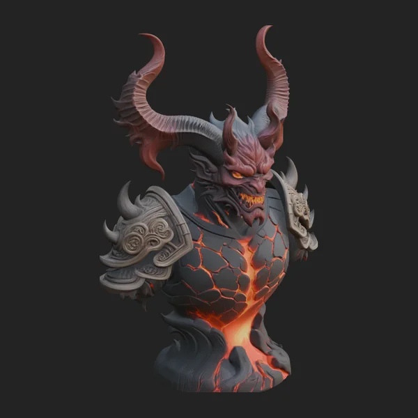 Horned Demon Lord Bust Statue Design 8