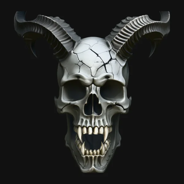 Horned Demon Skull Statue Design 1