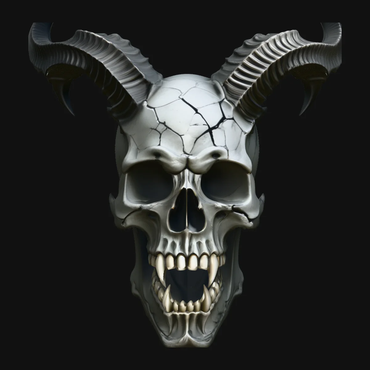 Horned Demon Skull Statue Design 1