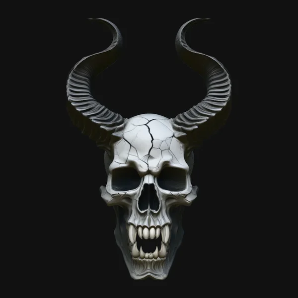Horned Demon Skull Statue Design 2