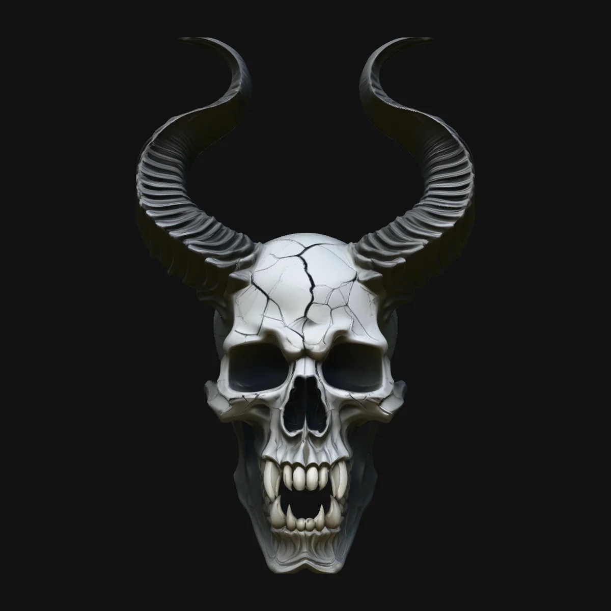 Horned Demon Skull Statue Design 2