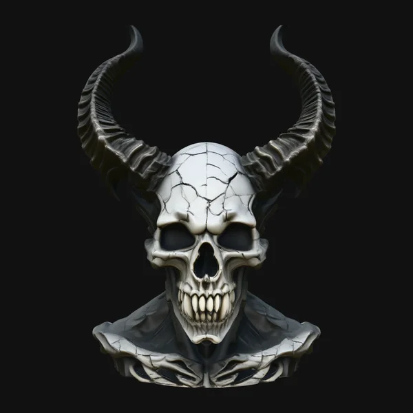 Horned Demon Skull Statue Design 3