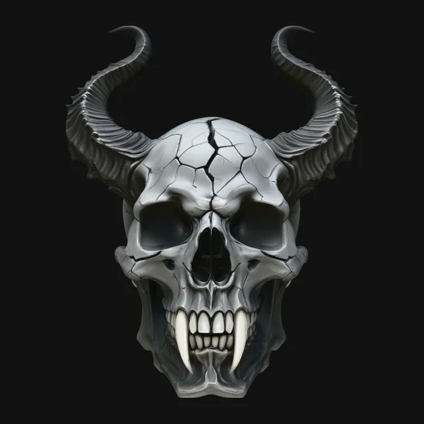 Horned Demon Skull Statue Design 4