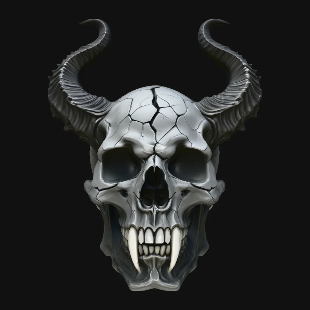 Horned Demon Skull Statue Design 4