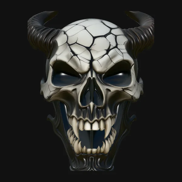 Horned Demon Skull Statue Design 5