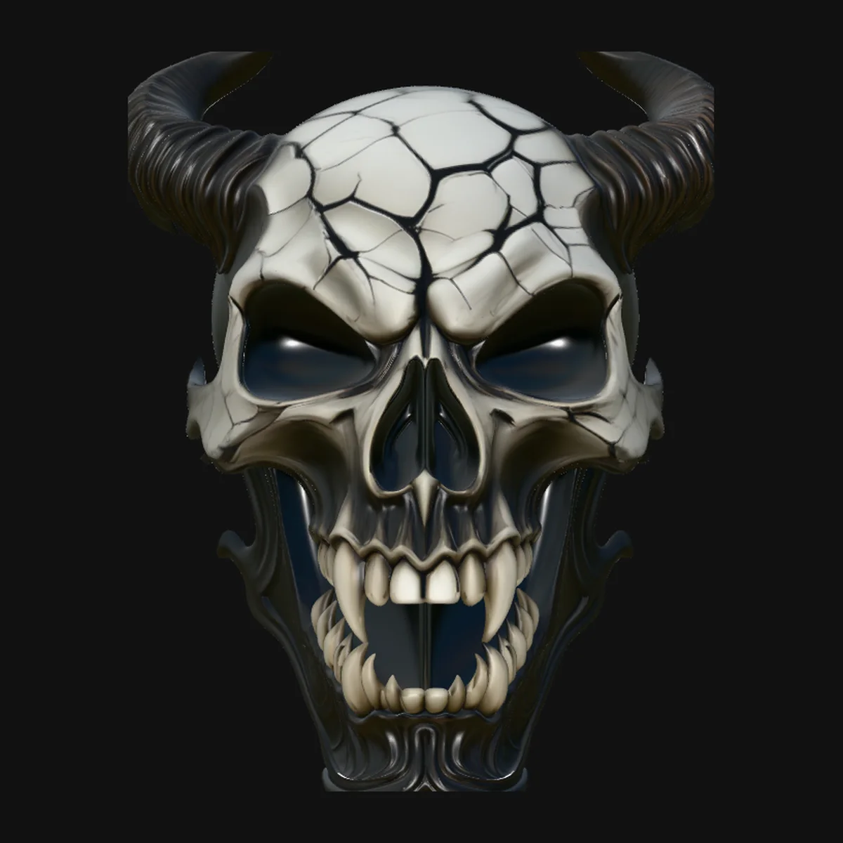 Horned Demon Skull Statue Design 5