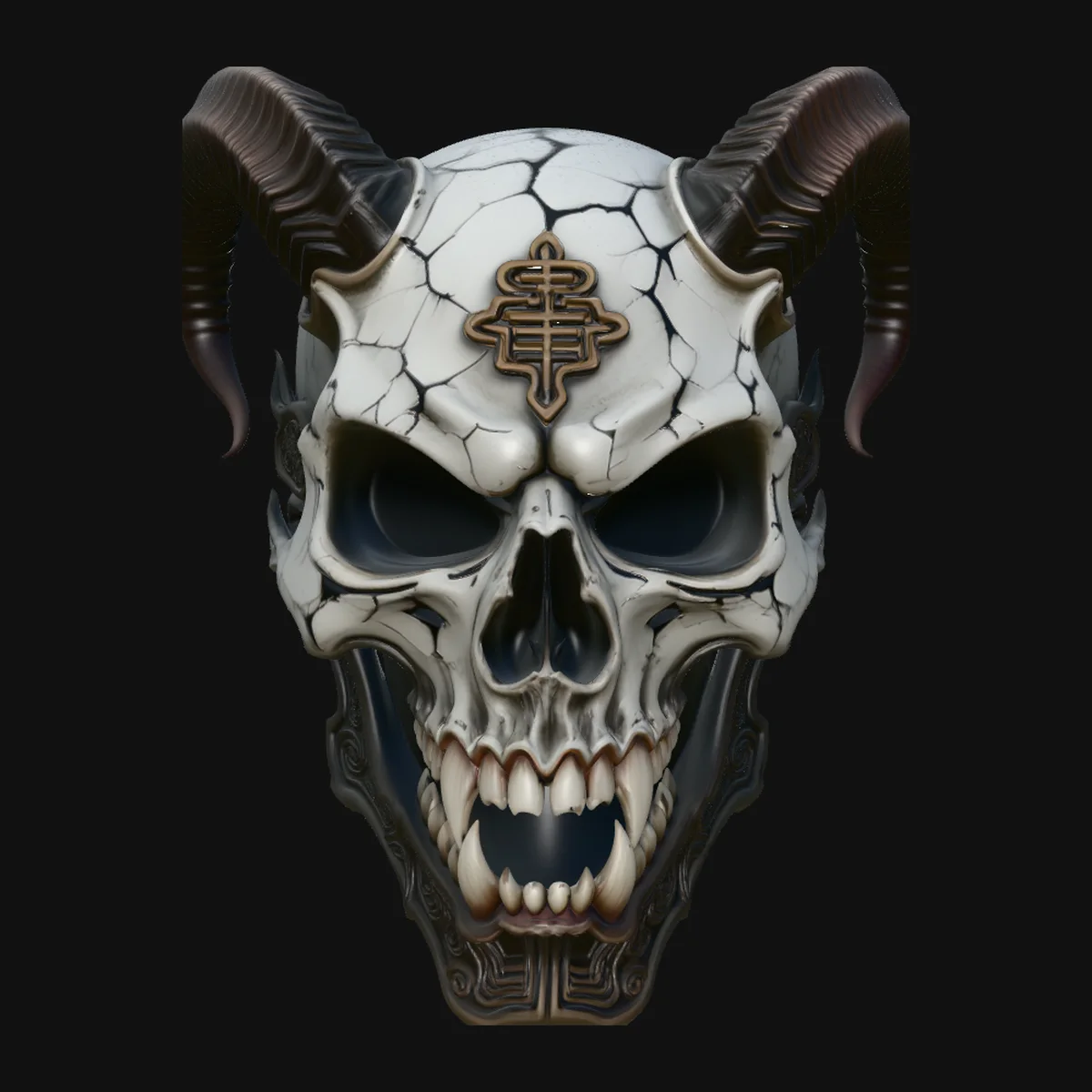 Horned Demon Skull Statue Design 6