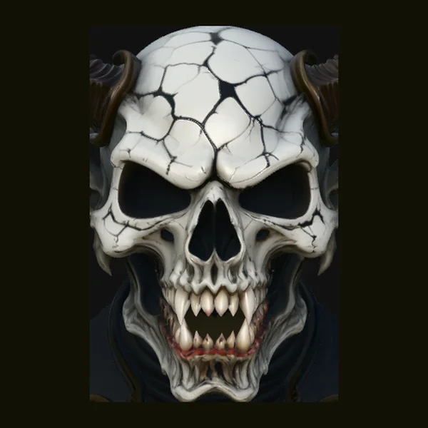 Horned Demon Skull Statue Design 7