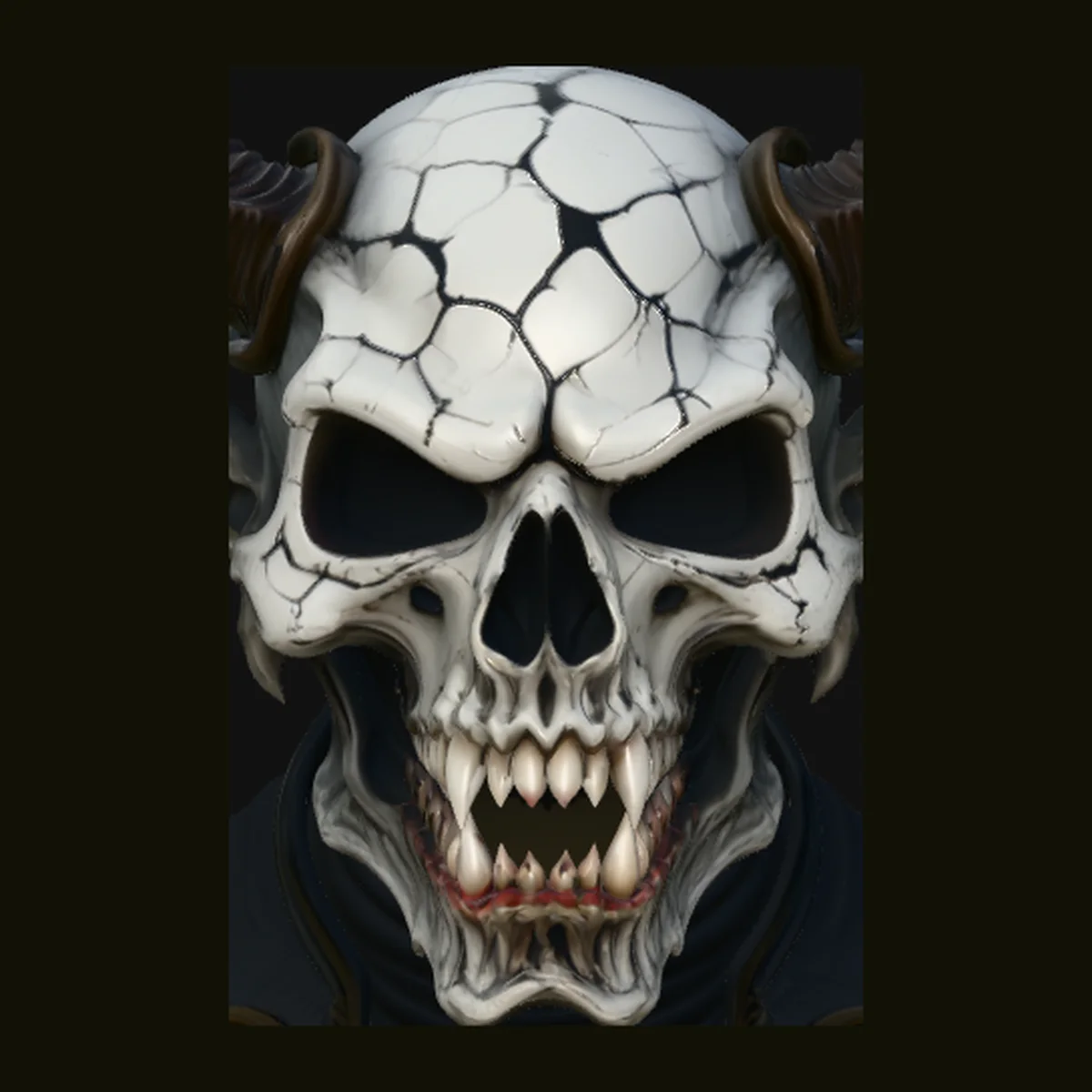 Horned Demon Skull Statue Design 7