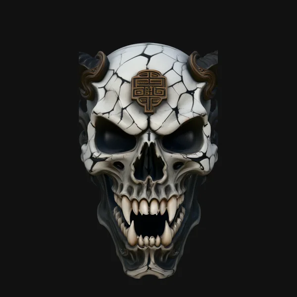 Horned Demon Skull Statue Design 8