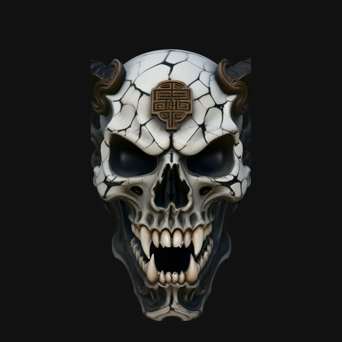 Horned Demon Skull Statue Design 8