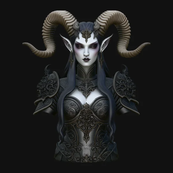 Horned Demoness Bust Statue Design 3
