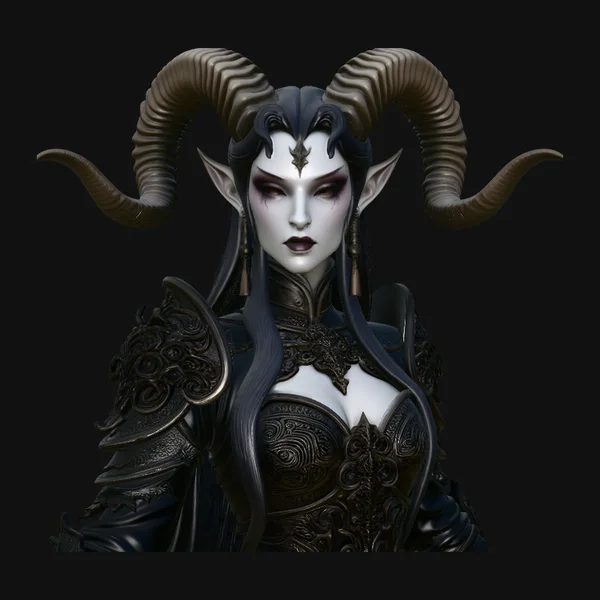 Horned Demoness Bust Statue Design 4