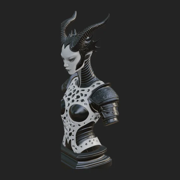Horned Demoness Bust Statue Design 5