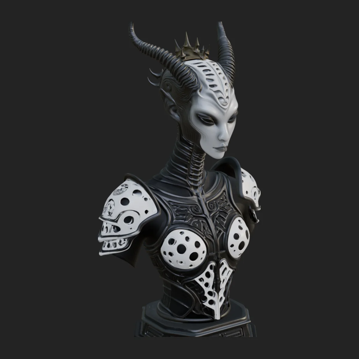 Horned Demoness Bust Statue Design 6