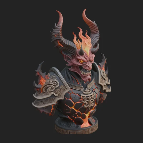 Horned Dragon Demon Bust Statue Design 5