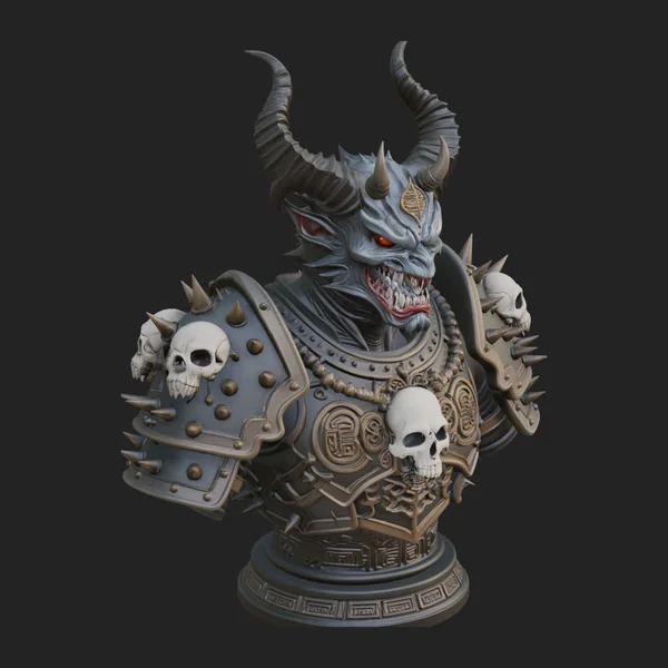 Horned Dragon Demon Bust Statue Design 6