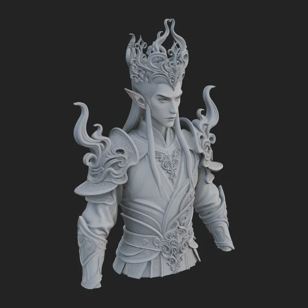 Horned Elf Lord Bust Statue Design 3