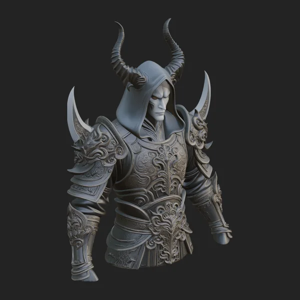 Horned Elf Lord Bust Statue Design 5
