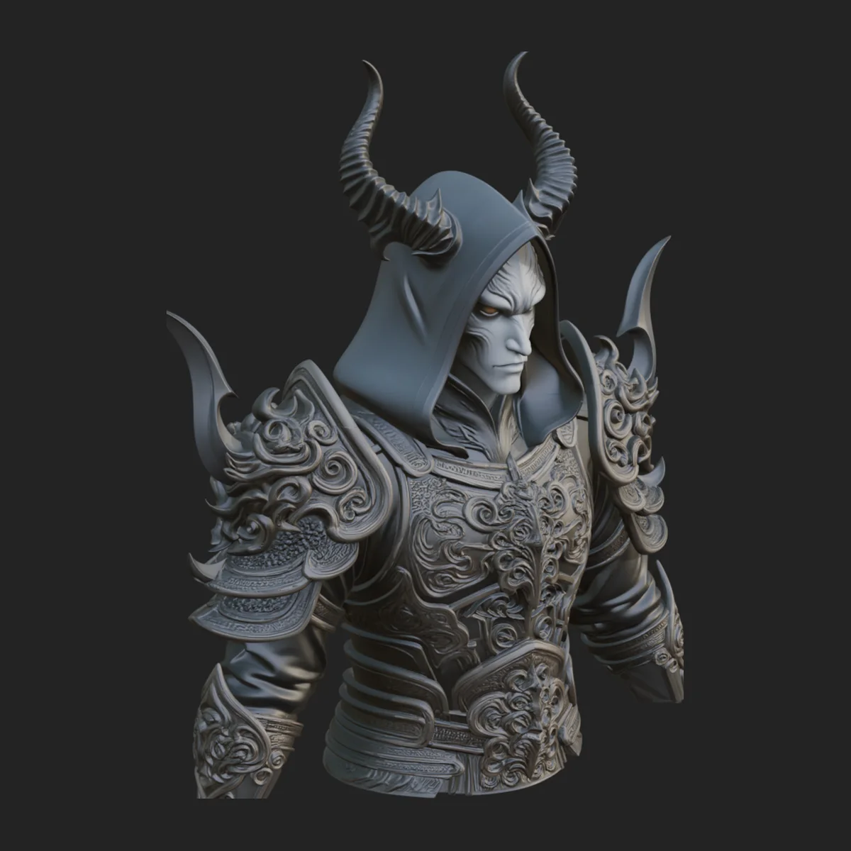 Horned Elf Lord Bust Statue Design 6