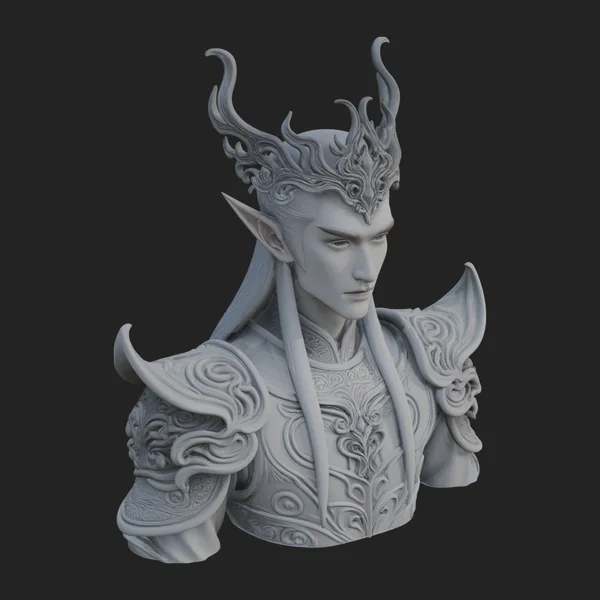 Horned Elf Lord Bust Statue Design 7
