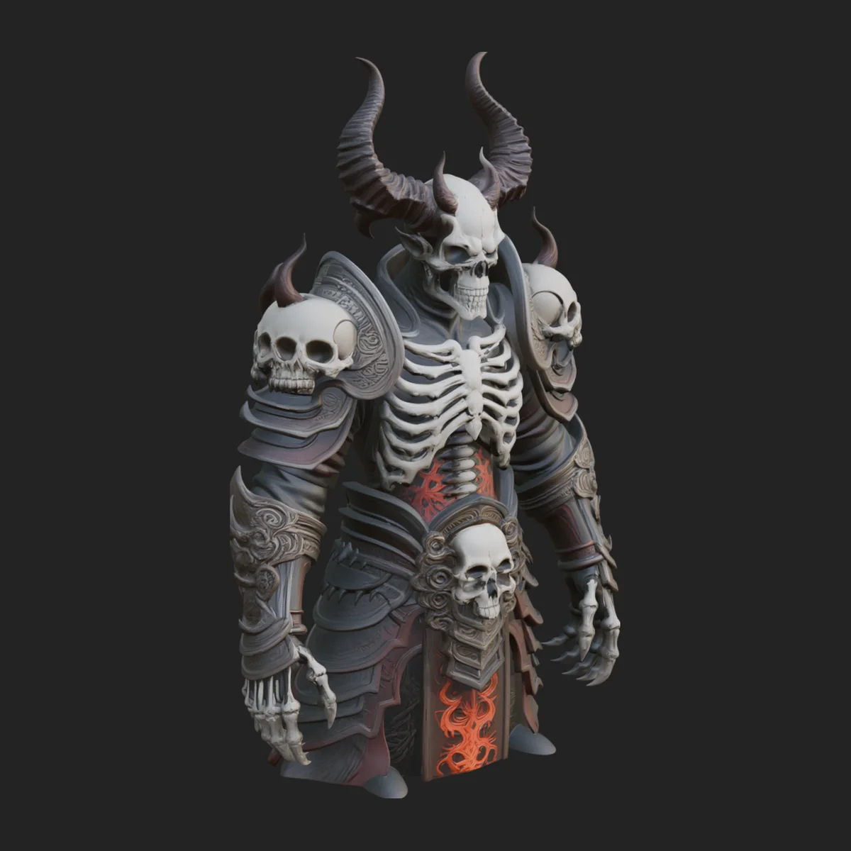 Horned Helm Skeleton Bust Statue Design 6