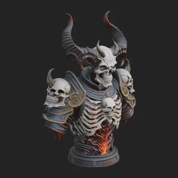 Horned Helm Skeleton Bust Statue Design 8