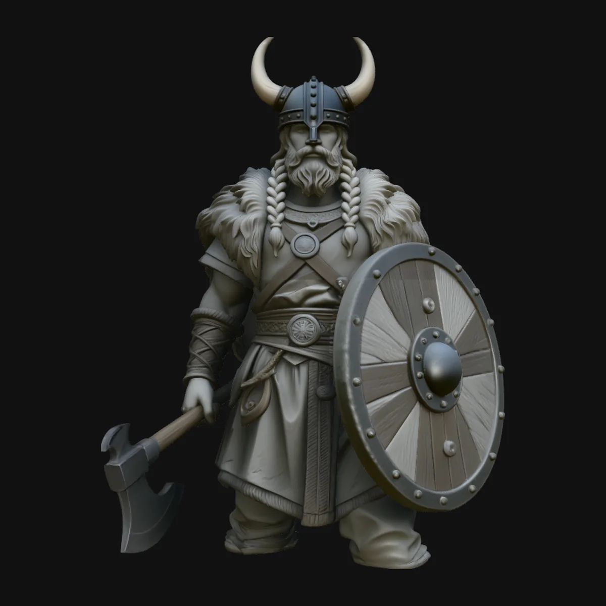 Horned Helmet Viking Warrior Statue
