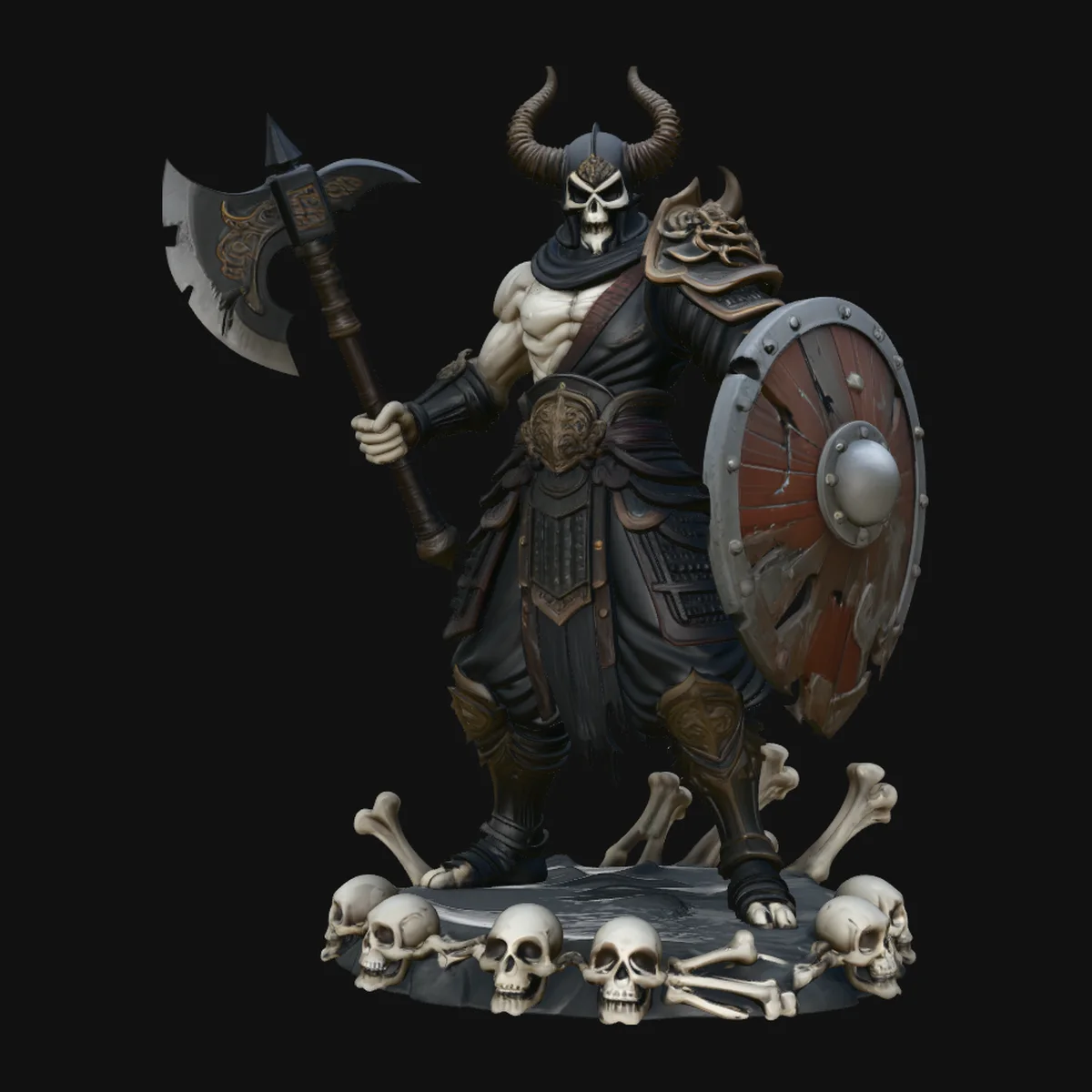 Horned Skull Warlord Statue Design 2