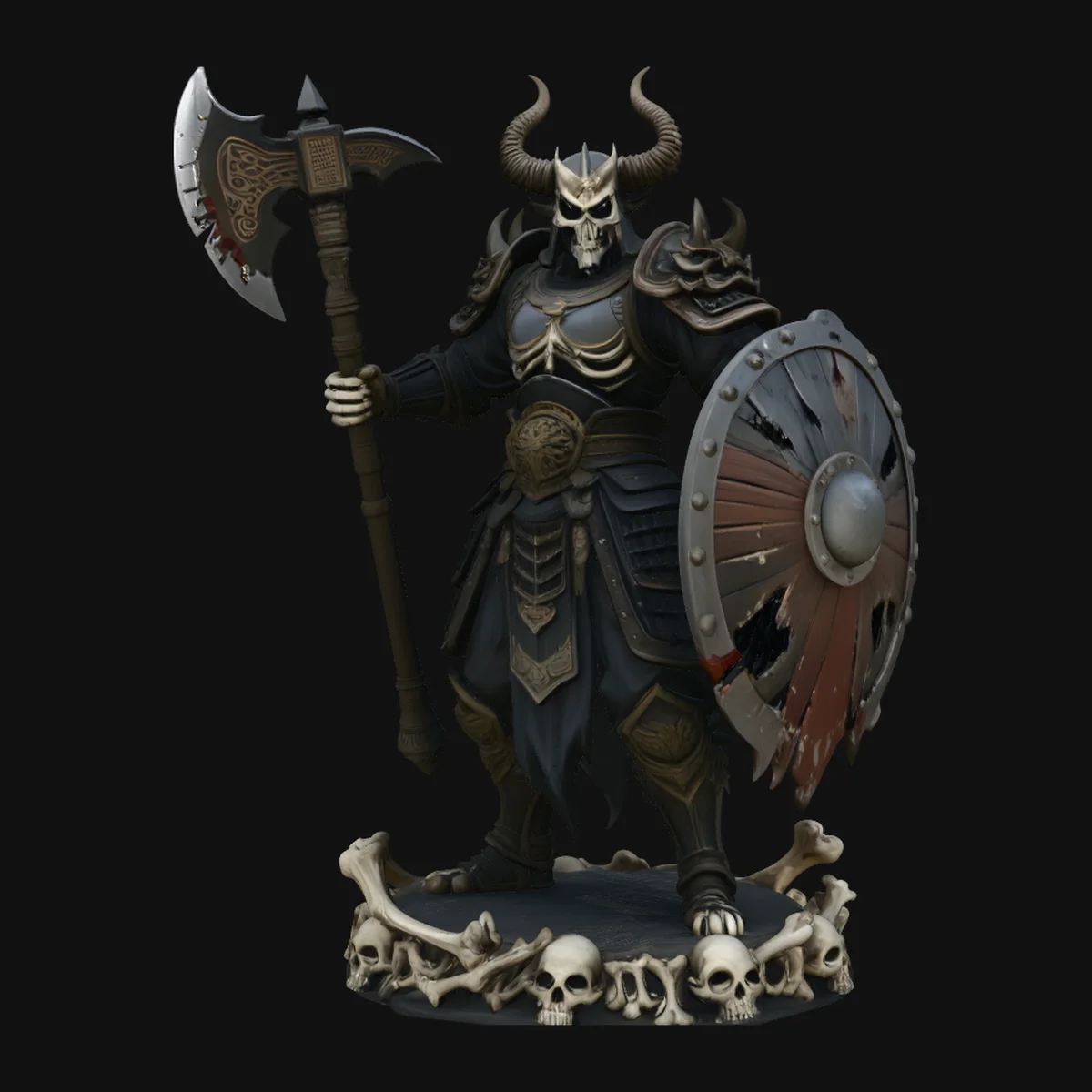 Horned Skull Warlord Statue Design 3