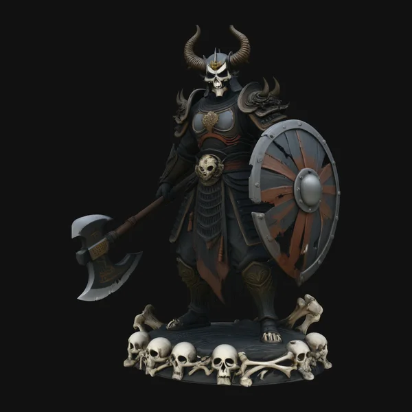 Horned Skull Warlord Statue Design 4