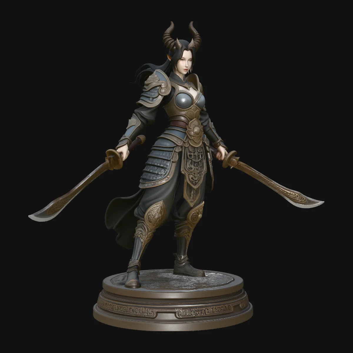 Horned Swordswoman Statue Design 1