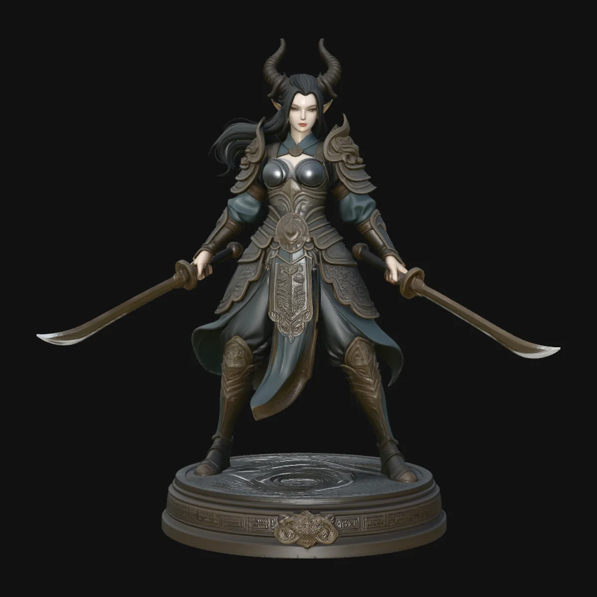 Horned Swordswoman Statue Design 4
