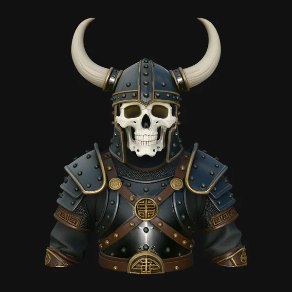 Horned Viking Skull Bust Statue Design 1