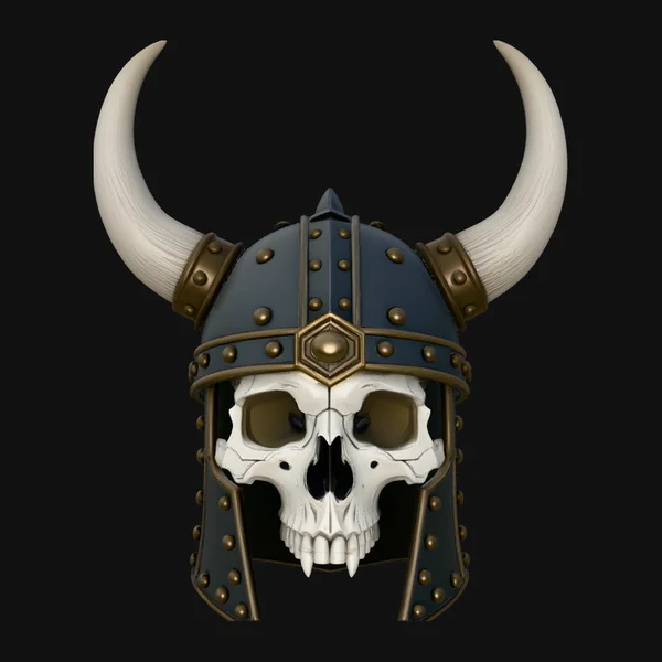 Horned Viking Skull Bust Statue Design 3
