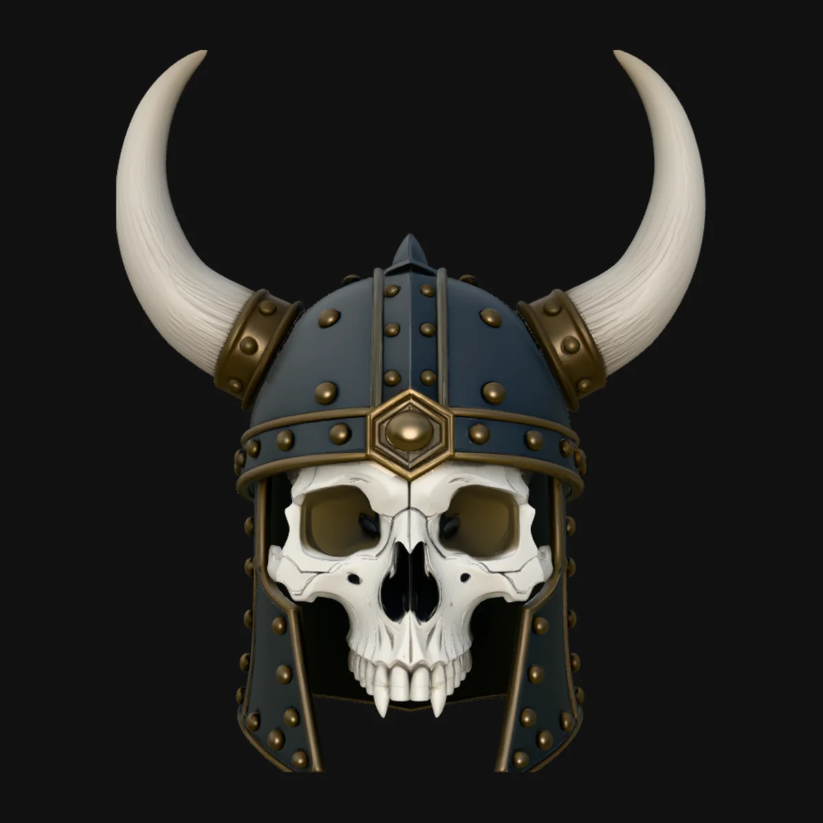 Horned Viking Skull Bust Statue Design 3