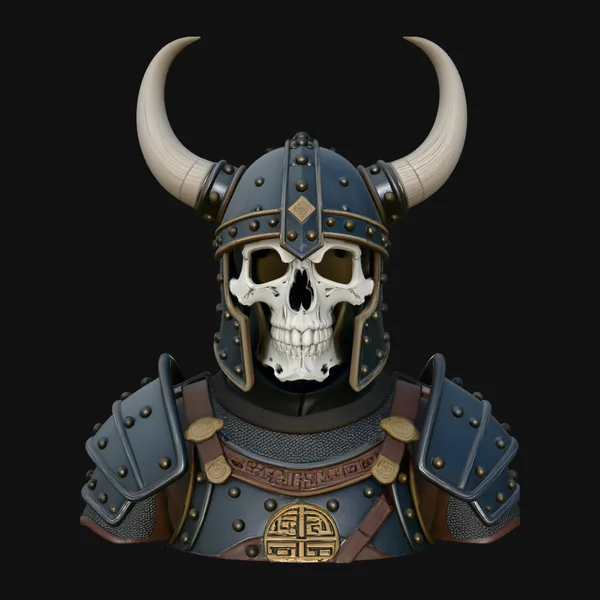 Horned Viking Skull Bust Statue Design 4