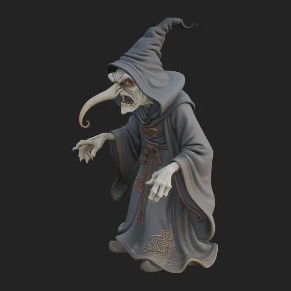 Hunched Hag Sorcerer Statue Design 1