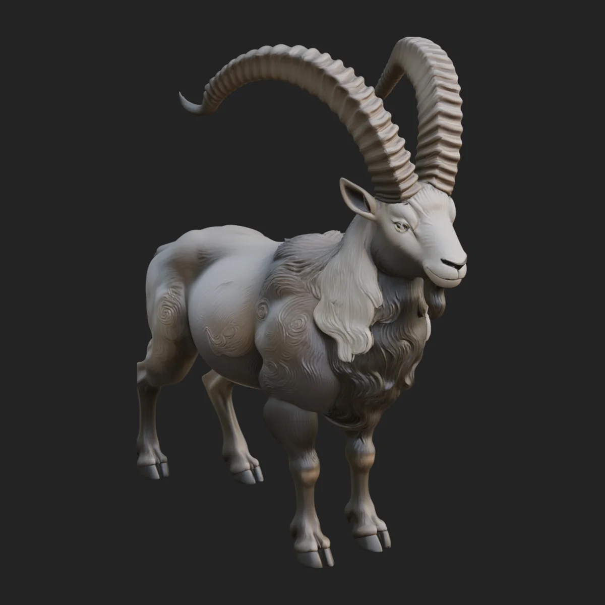 Ibex Goat Statue Design 1
