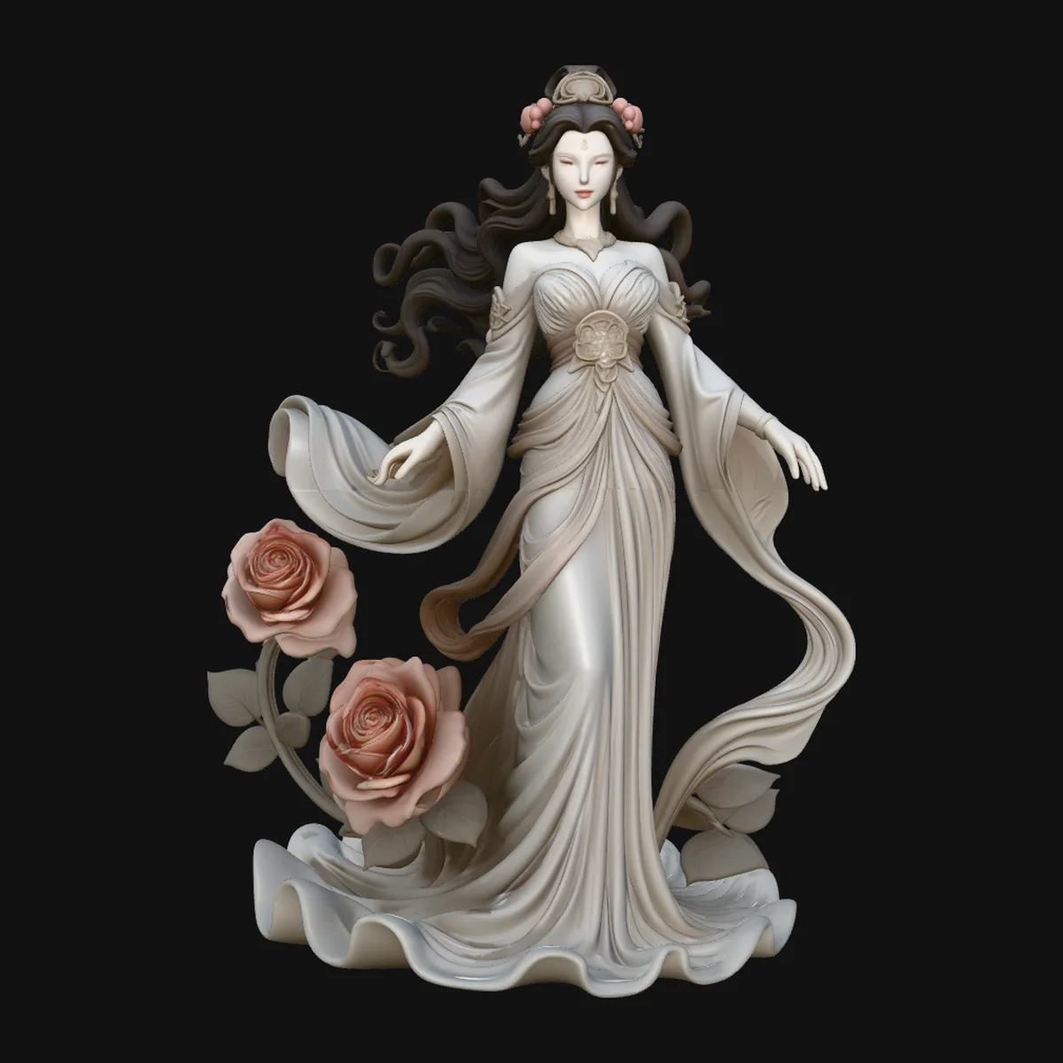 Lady with Roses Statue Design 1