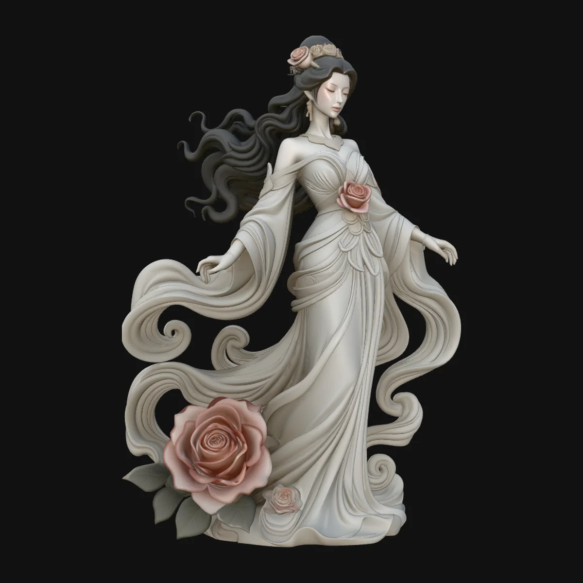 Lady with Roses Statue Design 2