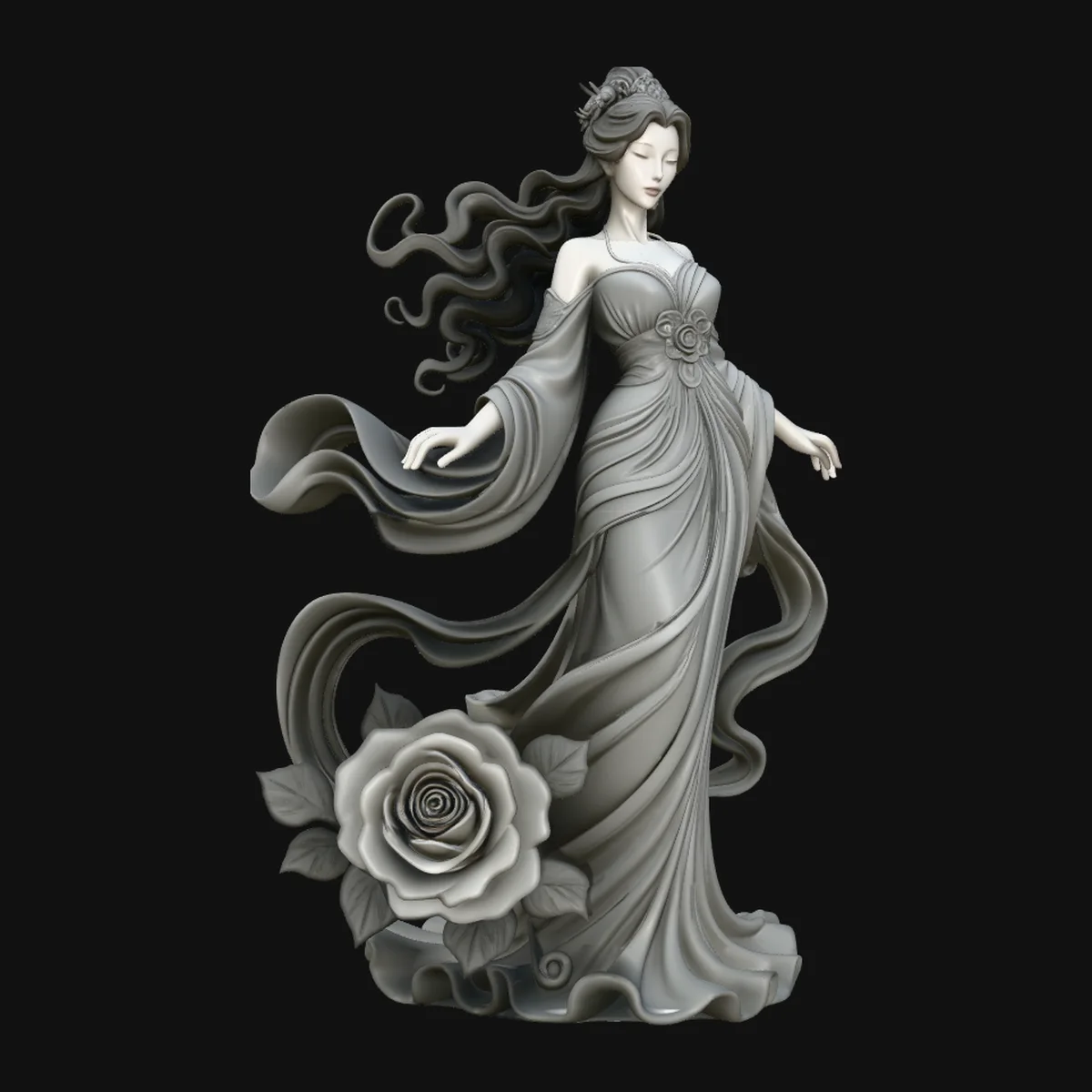 Lady with Roses Statue Design 3