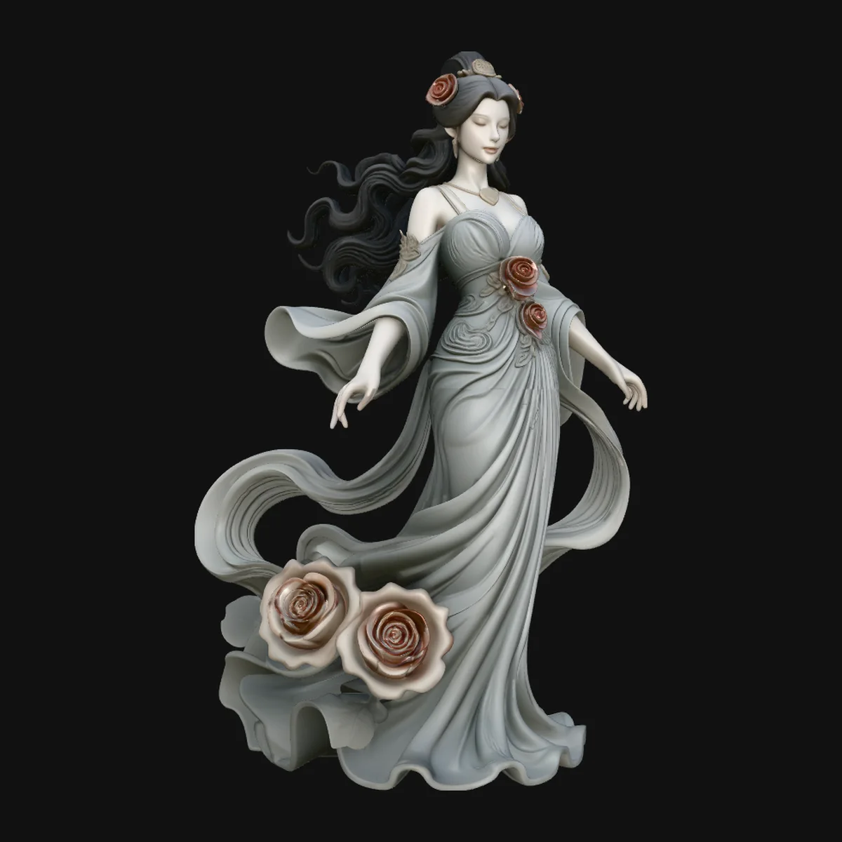 Lady with Roses Statue Design 4